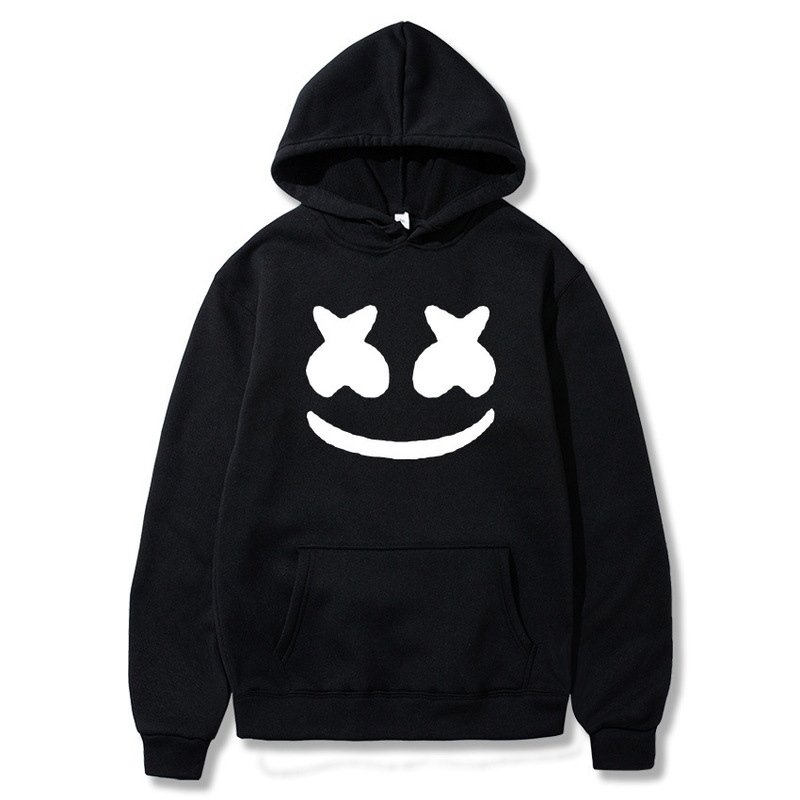 Cross-Border European and American Hot-Selling Marshmallow Band Smiling Face Marshmello Printed Men's Sweatshirt Hoodie Pullover