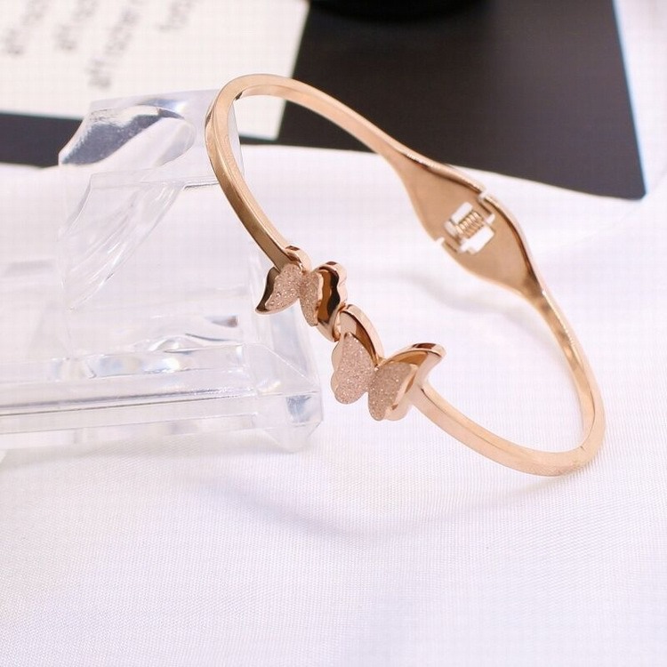 Matte three dimensional golden gold bracelet stainless steel