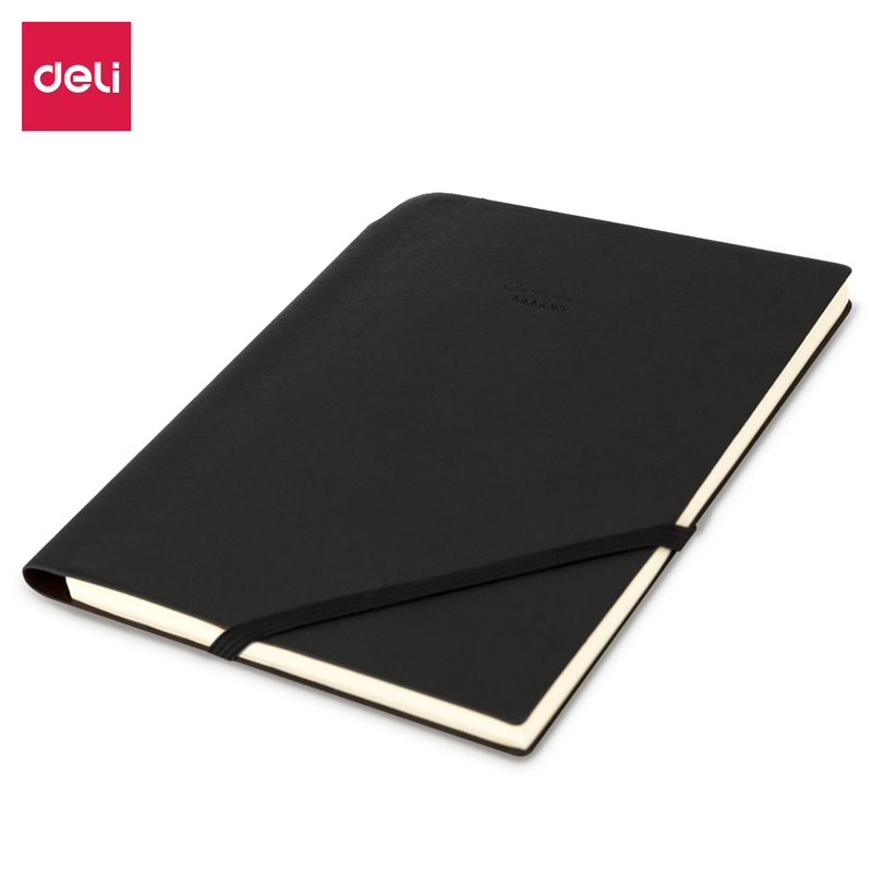 Deli 22215 Notebook superficie de cuero LA PU Negocios 25K libreta puede insertar la pluma diario con cuerda libreta