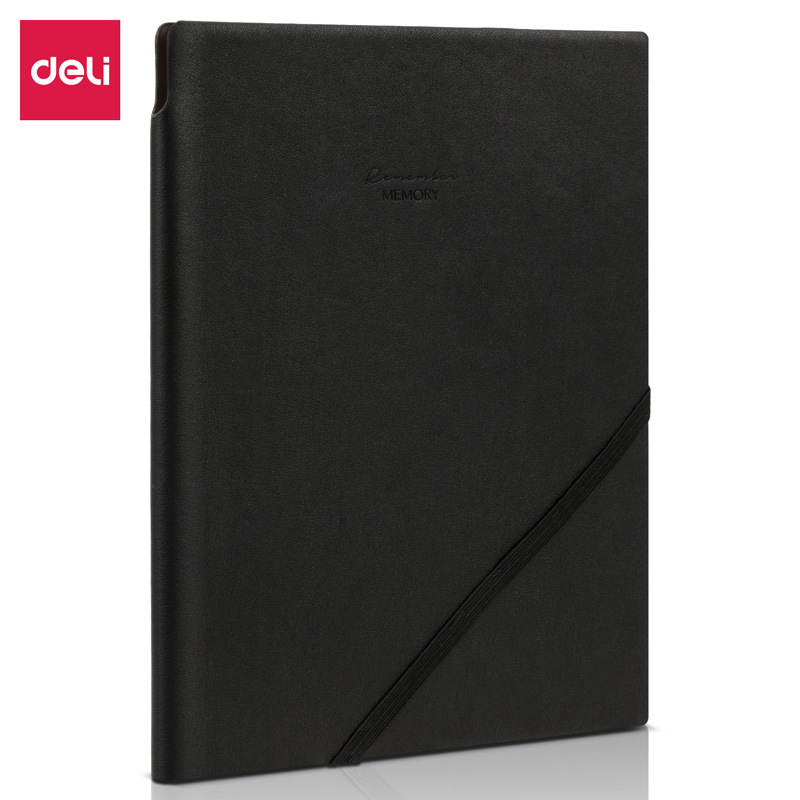 Deli 22215 Notebook superficie de cuero LA PU Negocios 25K libreta puede insertar la pluma diario con cuerda libreta