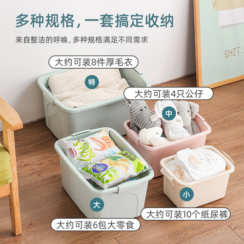 Storage box Factory direct sales plastic printed dustproof storage box Daily multifunctional storage box with wheels for sundries