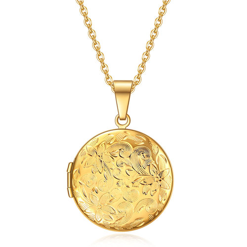 European and American Ins personality DIY creative circular heart-shaped photo frame necklace titanium steel box pendant can open laser necklace 