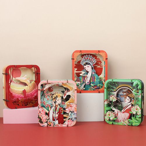 Genuine Chinese Style Puzzle DIY Colorful 3D Paper Model Stacking Puzzle for Children, Intelligence Development Stacking Gift, Decorative Piece