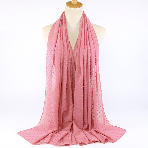 跨境新款热销马来西亚印尼长巾 植绒毛球加厚雪纺围巾 YW110