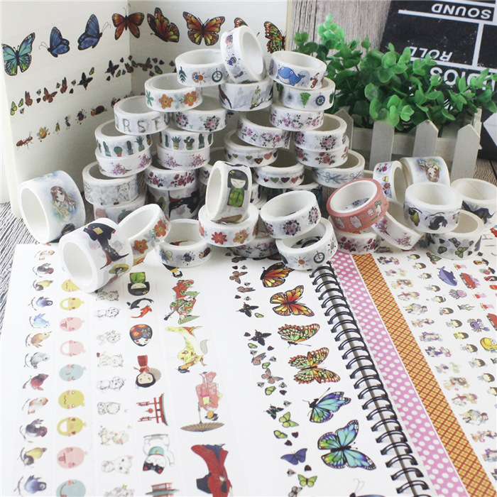 Animal y planta diario cinta lindo diario pegatinas y cinta de papel color material fresco chica corazón di Decoración