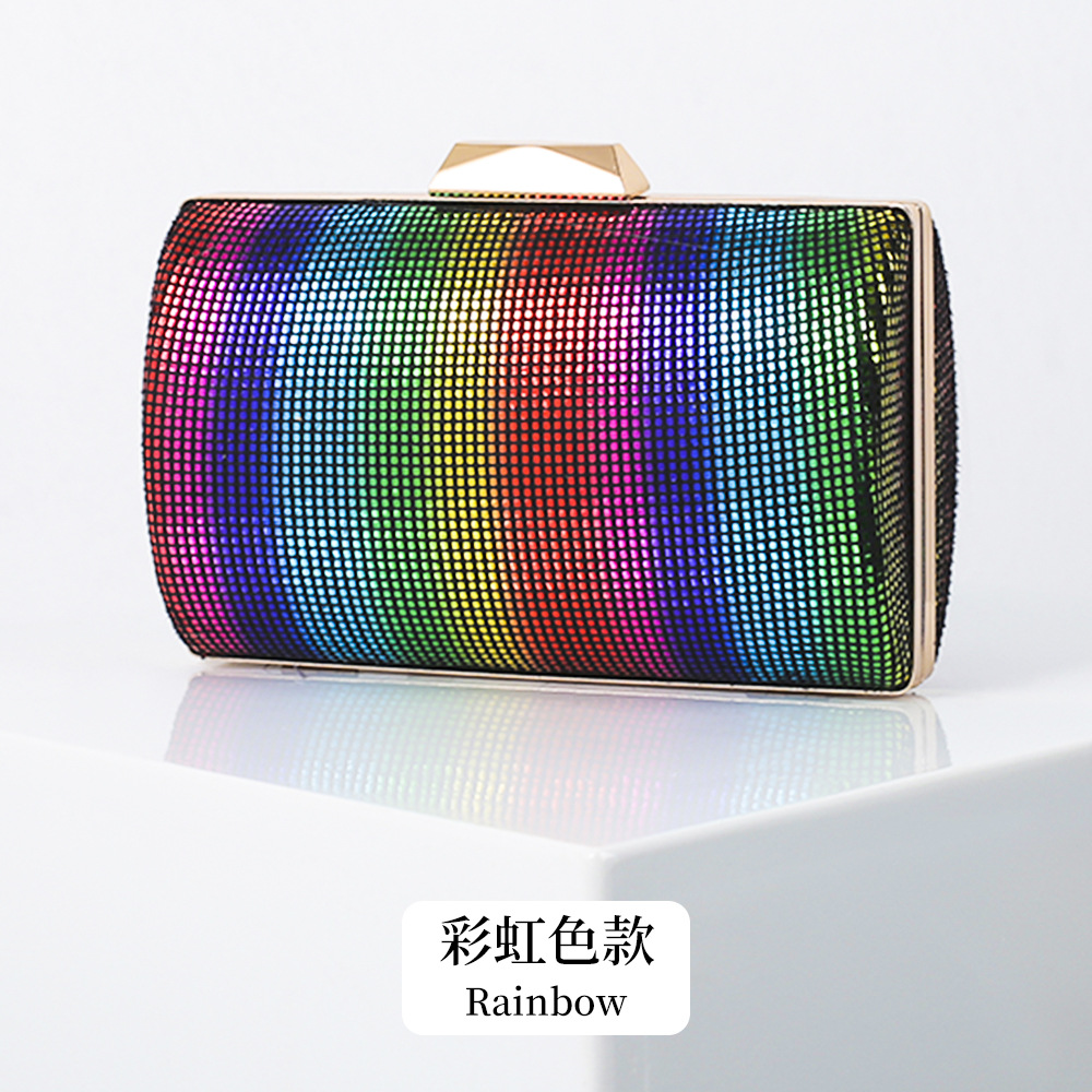 Nueva PU de las mujeres bolso de noche elegante bolso de Noche del arco iris del embrague del todo-fósforo hombro bolsa de la cadena de entrega transfronteriza