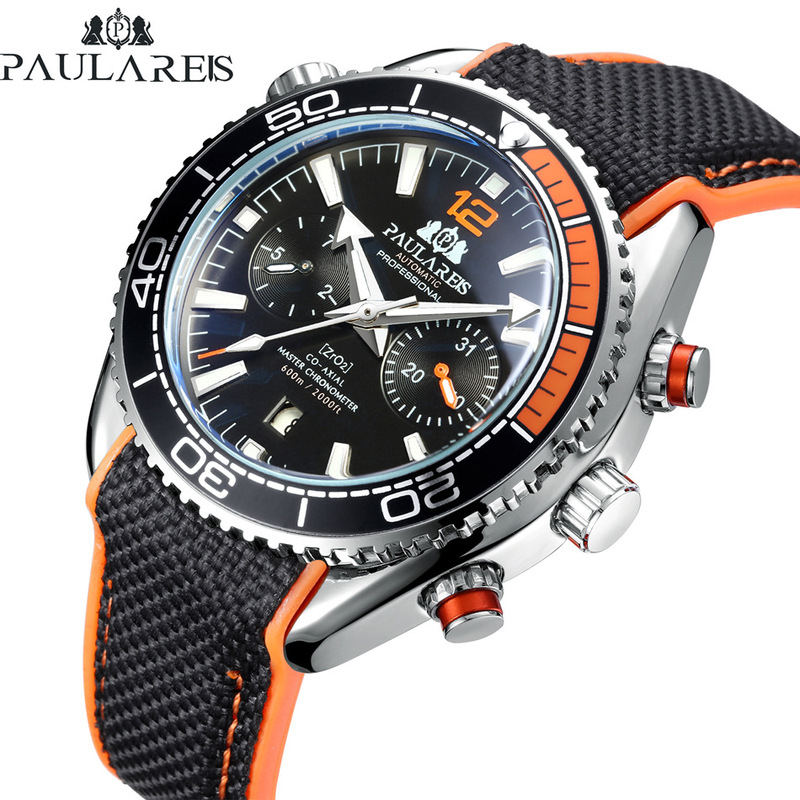 Paulareis Fully Automatic Mechanical Luminous Men's Watch Automatic Watch Calendar Week Sports Model