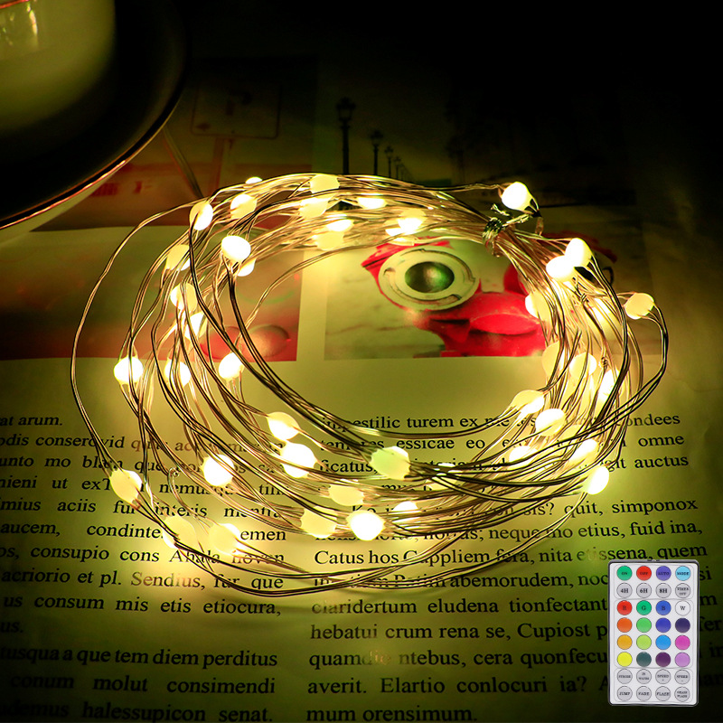 Cruz-frontera RGB punto control de alambre de cobre luz lámpara de color USB control remoto alambre Cadena de luz Festival de Navidad patio interior decorativo lámpara de color