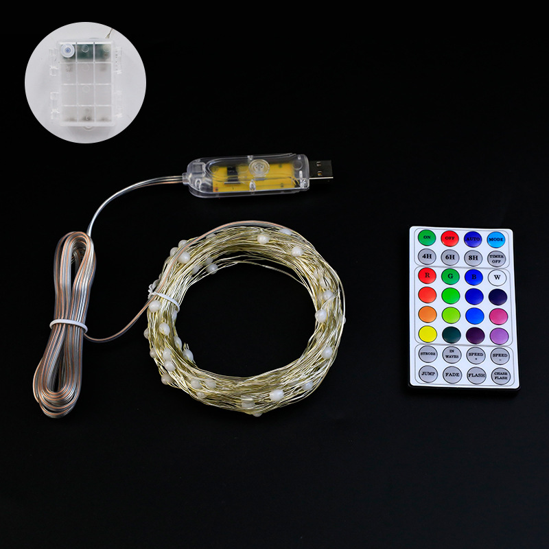 Cruz-frontera RGB punto control de alambre de cobre luz lámpara de color USB control remoto alambre Cadena de luz Festival de Navidad patio interior decorativo lámpara de color
