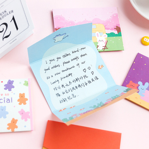 Message Cute delivery folded envelope card Mini cute gift message greeting card blessing card 2 pieces into 8 types