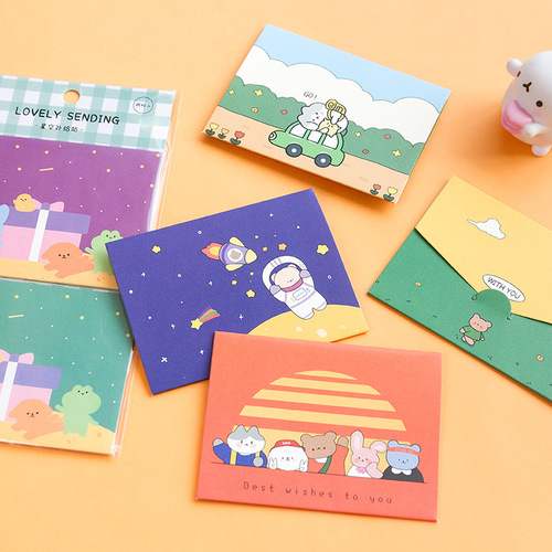 Message Cute delivery folded envelope card Mini cute gift message greeting card blessing card 2 pieces into 8 types