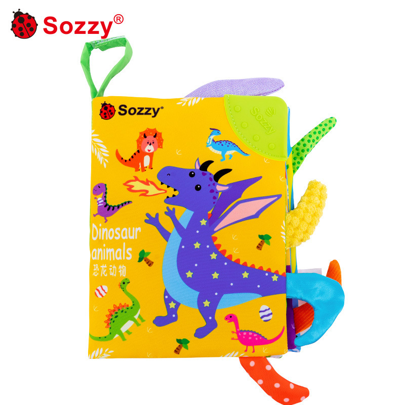 SOZZY bebé educación temprana animal a prueba de lágrimas cola libro de tela entre padres e hijos interactivo papel de timbre educativo bebé libro de tela juguete
