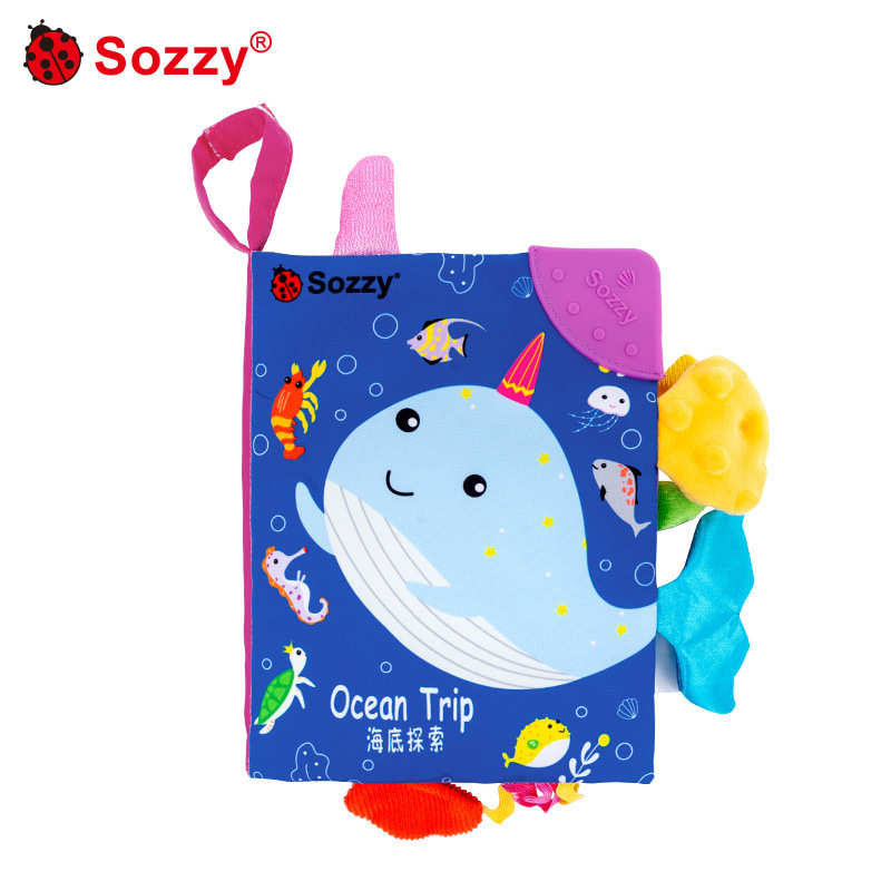 SOZZY bebé educación temprana animal a prueba de lágrimas cola libro de tela entre padres e hijos interactivo papel de timbre educativo bebé libro de tela juguete