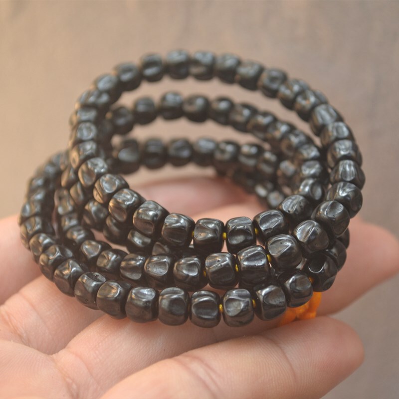 Spring craft black material 6*5mm coconut pedicle passion seed bracelet 108 women's multi-ring bracelet