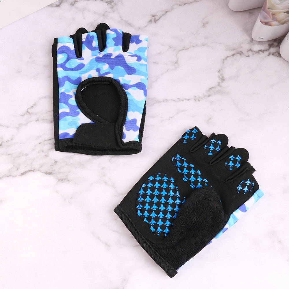 Niños montando medio dedo guantes equilibrio coche absorción de choque al aire libre primavera y verano scooter fino patinaje guantes deportivos