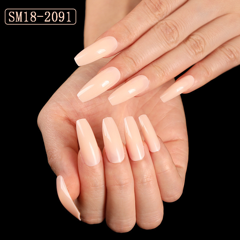 Long Ballet Coffin-Shaped False Nails, Wearable Nail Tips, Finished Product, 24 Pieces, Opp Bag Packaging, Hot-Selling Cross-Border