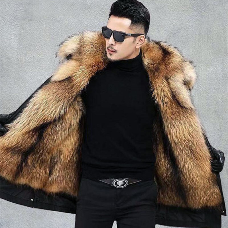 亚马逊2024冬季派克服男女中长款仿狐狸毛毛毛皮草风衣欧美风