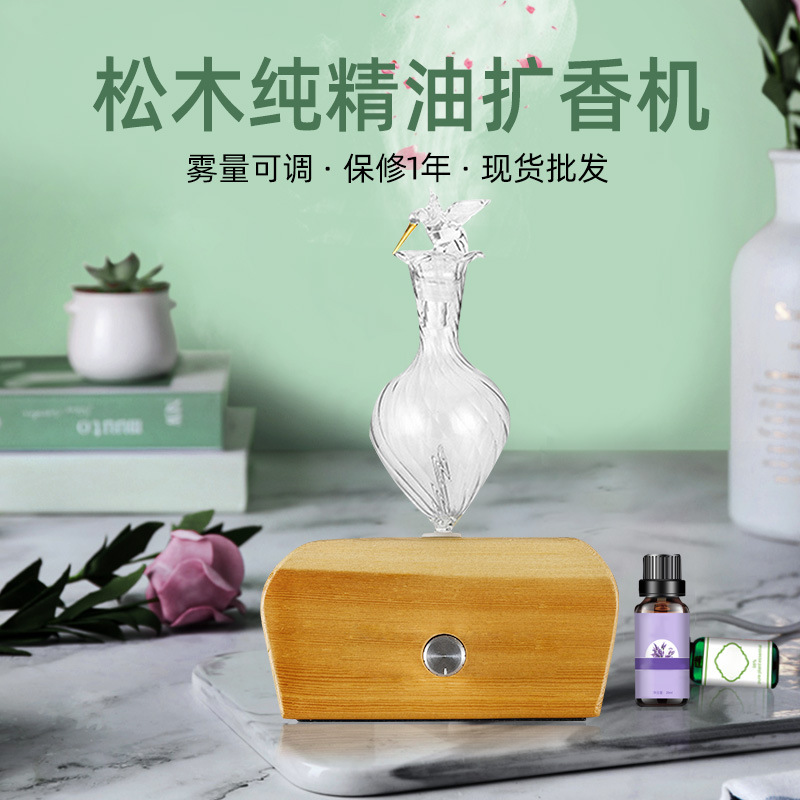 나무결 싱글 에센셜 오일 아로마 디퓨저, 가정용 공기 정화 디퓨저, USB 소나무 냉향기, 음이온