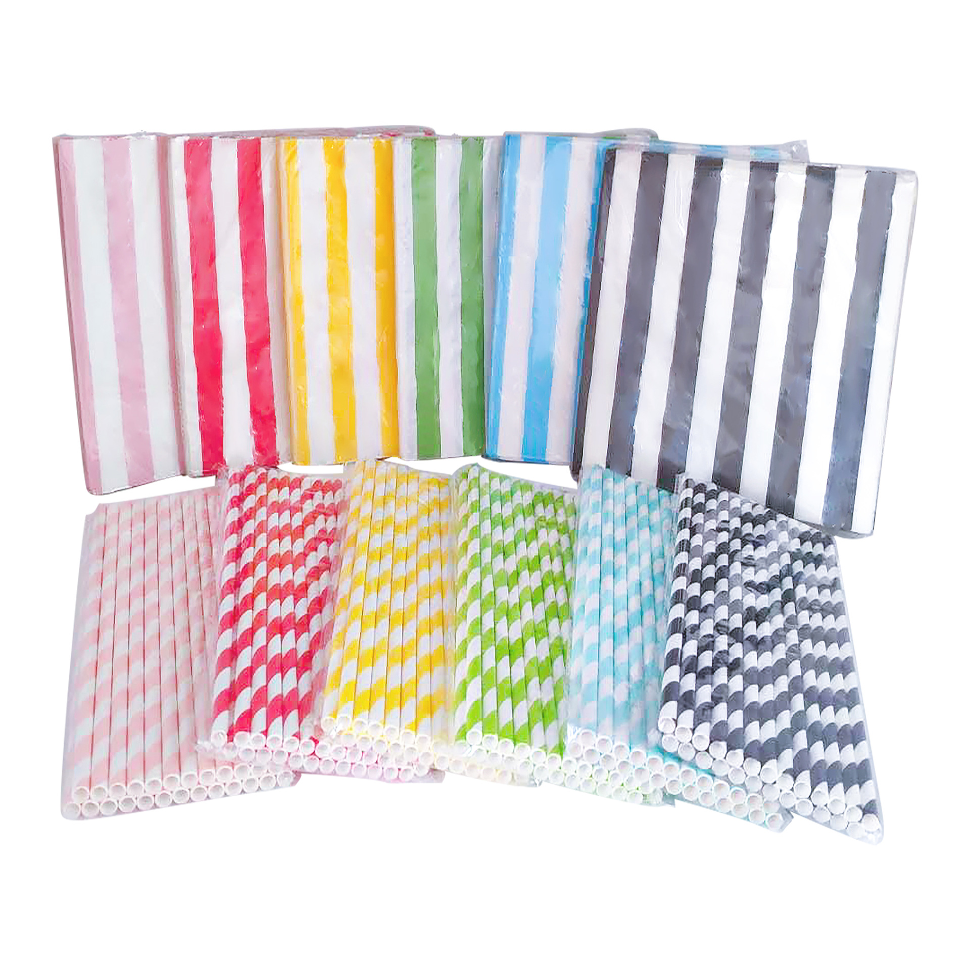 厂家直供环保彩色条纹纸吸管一次性可降解DIY手工创意纸吸管