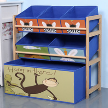 实木卡通玩具架幼儿园宝宝玩具收纳架卡通布抽玩具箱 工厂直销