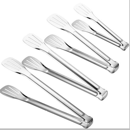 Food tongs 304 stainless steel three-line barbecue tongs hotel steak tongs large long-handled food tongs thick bread tongs