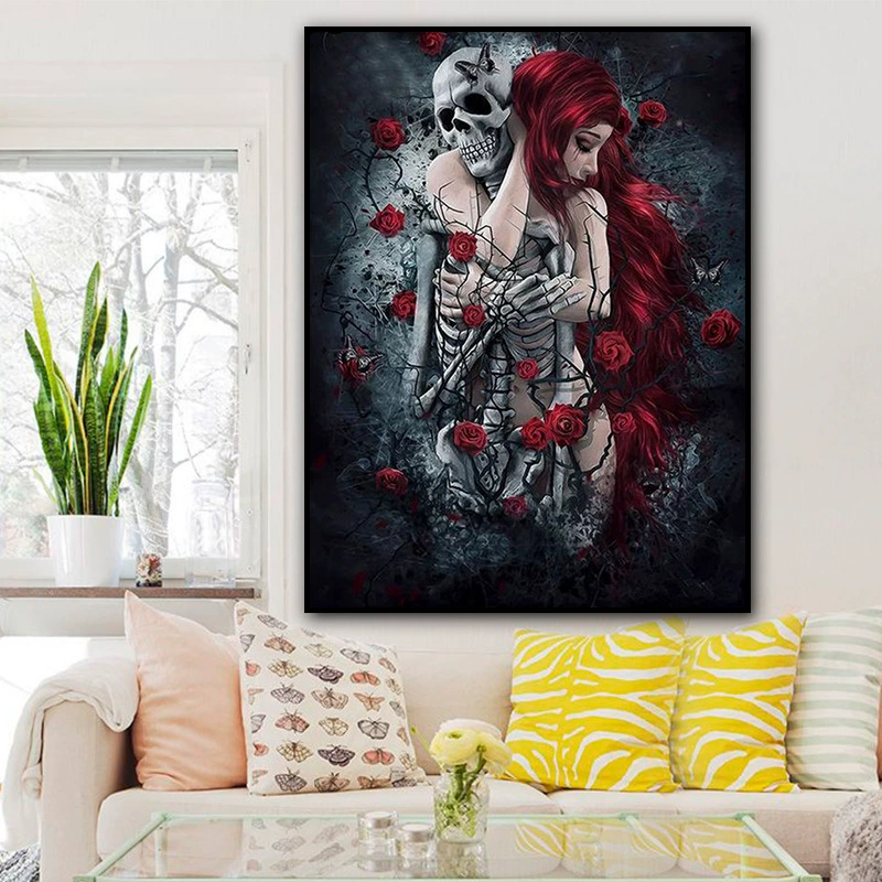 Рождественные украшения Diamond Painting Chen Yan 5D Skull Beauty — арт-объект на стену на Хэллоуин 30×40 см, подвесной для гостиной
