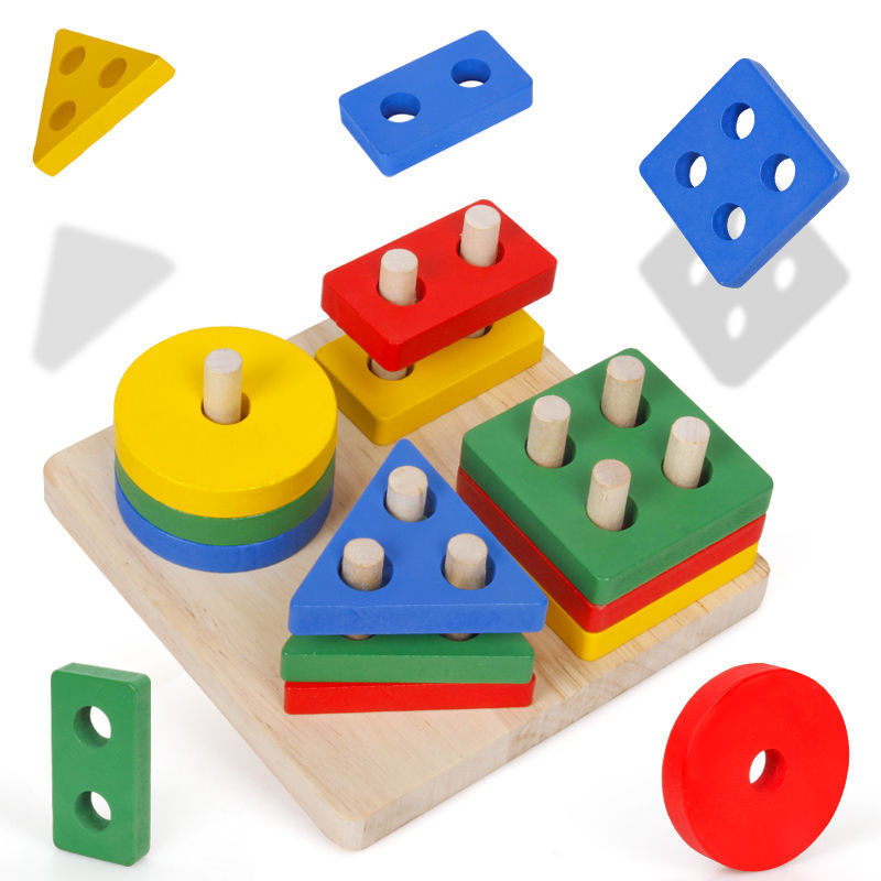 Montessori niños de educación temprana forma geométrica columna a juego bebé 1-2-3 años juguetes educativos jugando piano y cuentas inteligencia