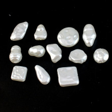 高亮直孔ABS不规则随形巴洛克仿贝珍珠异形螺纹扁珠仿珍珠配件