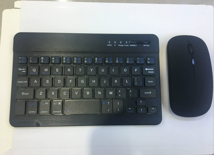 Bluetooth Keyboard & Mouse Set (Apple-compatible), Slim Wireless 7/10" Tablet Holder, Rechargeable Mouse