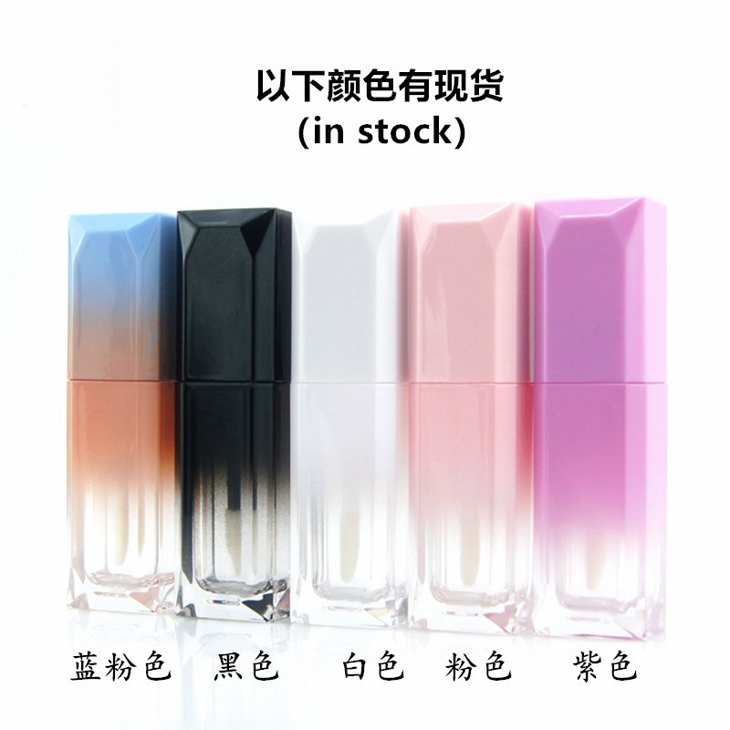 En stock al por mayor gradiente multicolor 5ML tubo de brillo labial tubo de esmalte de labios tubo de lápiz labial tubo vacío logotipo impreso