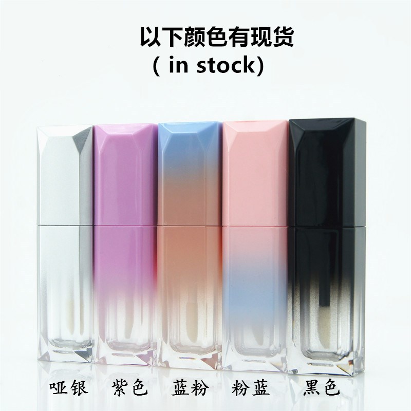 En stock al por mayor gradiente multicolor 5ML tubo de brillo labial tubo de esmalte de labios tubo de lápiz labial tubo vacío logotipo impreso
