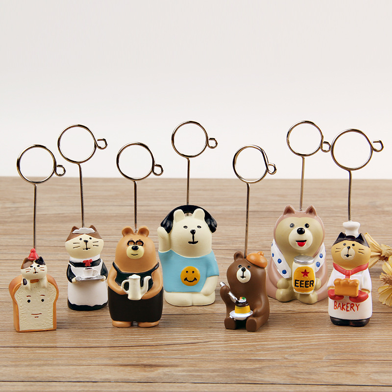 Japanese style animal resin message holder office desktop decoration cute decoration message holder photo holder Japanese style animal resin message holder office desktop decoration cute decoration message holder photo holder