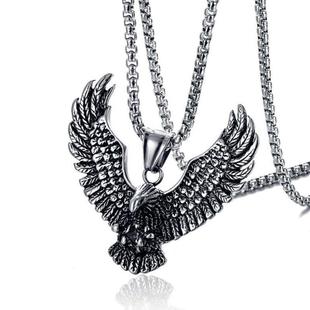 Factory direct fashion eagle pendant punk stainless steel necklace retro trendy male personality casting Eagle wholesale