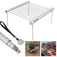 Outdoor Stainless Steel Pipe BBQ Rack Portable Stove BBQ Ribs Holding Rack Household Charcoal Assembled BBQ Tool