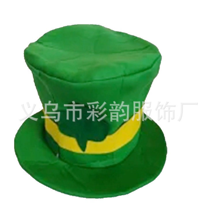 Sombreros irlandeses de veludo, trébol, sombrero alto, sombrero de San Patricio, cinturón de alfalfa, botón de gorra