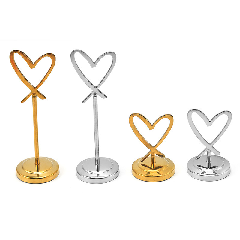 Cross-border stainless steel heart-shaped seat card holder banquet wedding banquet desktop buffet card holder number holder table number plate