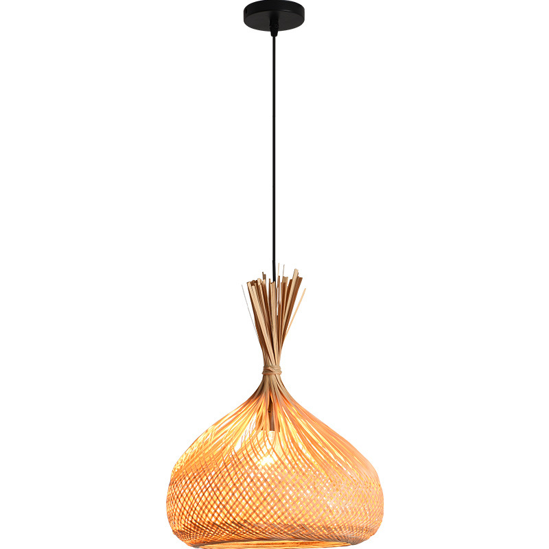 Estilo chino de bambú araña de bambú pantalla Zen olla caliente restaurante lámpara de estilo japonés dormitorio B & B lámparas tejidas a mano