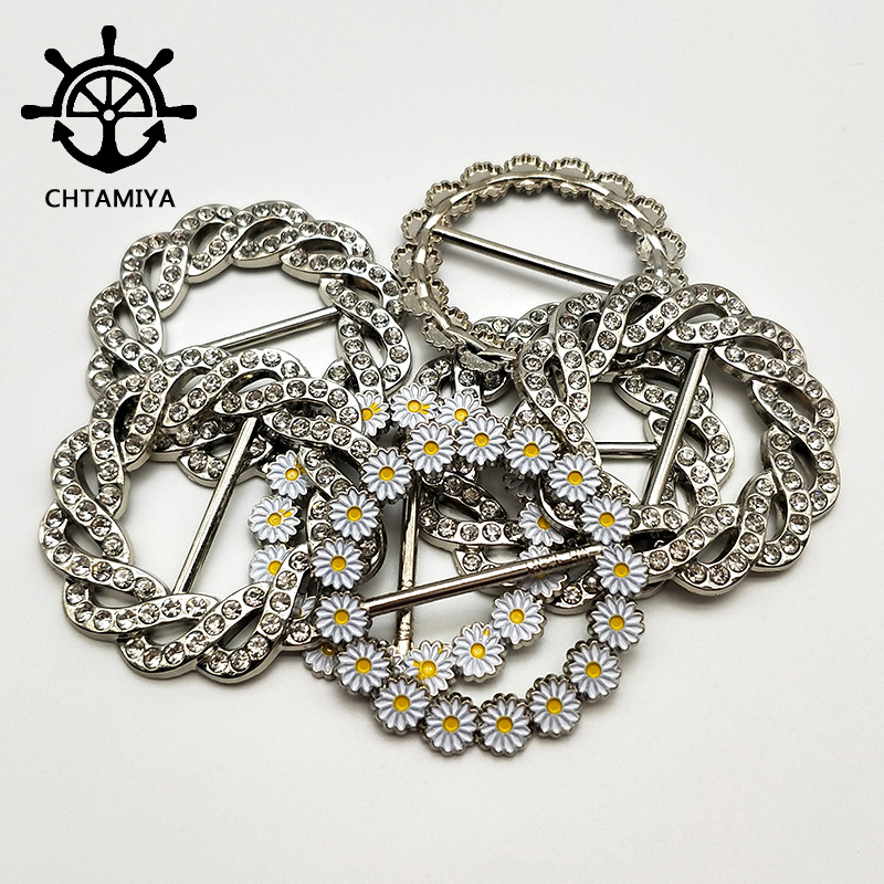 小雏菊衣角扣银色锌合金丝巾打结扣T恤衬衣下摆可调节腰扣三档扣