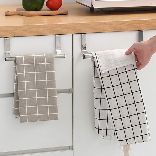 Creative stainless steel single pole towel rack without punching cabinet door back rag hanger multi-purpose bathroom towel bar