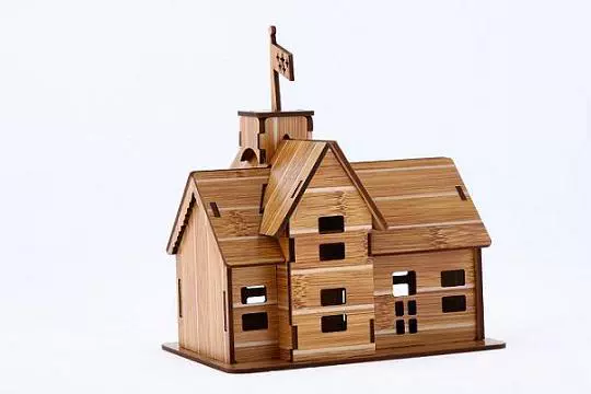 3D Wooden Puzzle House DIY Kit — Bamboo Finish, Multi-Style Model, Easy Assembly