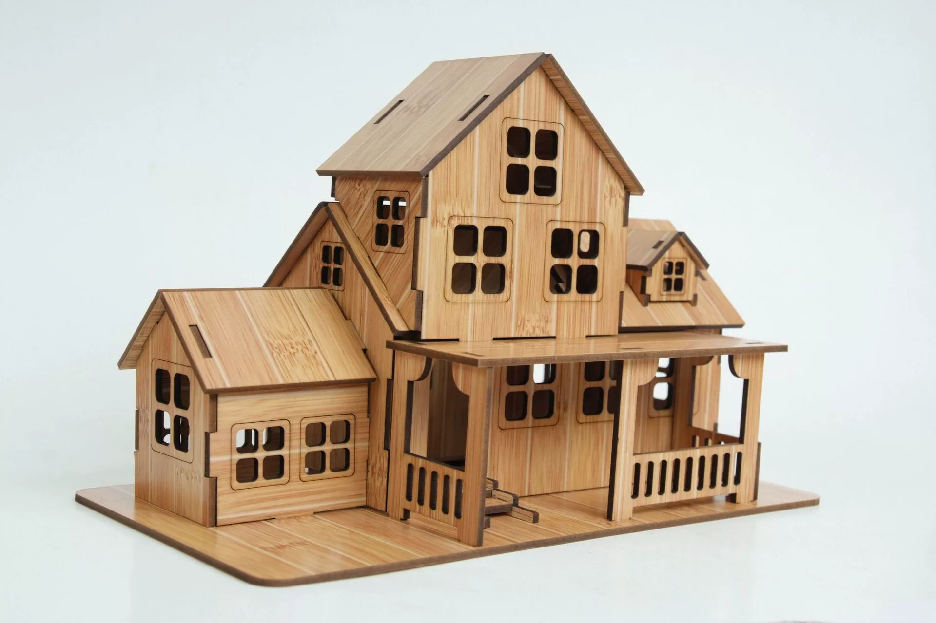 3D Wooden Puzzle House DIY Kit — Bamboo Finish, Multi-Style Model, Easy Assembly