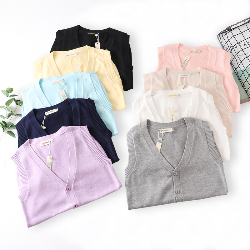 Spot wholesale Japanese JK sweater student cotton V-neck sleeveless cardigan vest sweater JK uniform sweater 9 colors