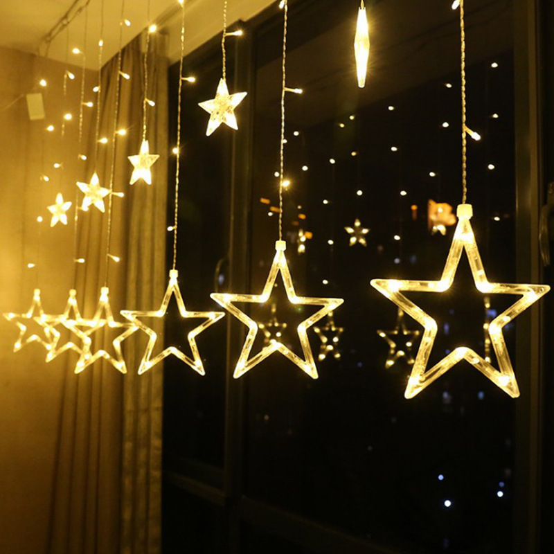 Manufacturer Wholesale Led Six Large Six Small Five-Pointed Star Curtain Lights Room Decoration Romantic Warm Lights Star Lights Manufacturer Wholesale Led Six Large Six Small Five-Pointed Star Curtain Lights Room Decoration Romantic Warm Lights Star Lights