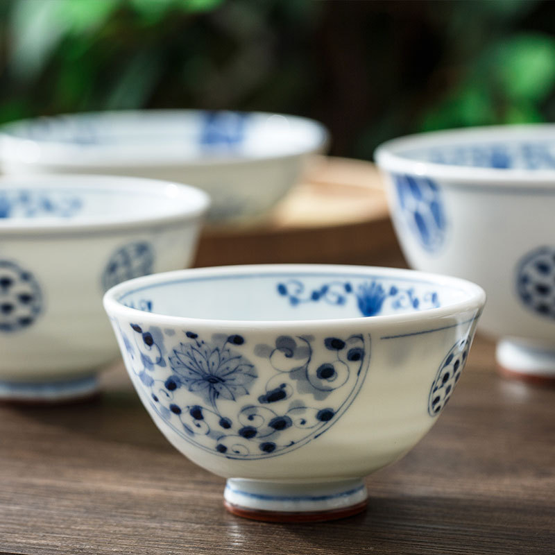 Japanese-made Guangfeng flower iwanli series ceramic tableware underglaze blue and white rice bowl Japanese noodle bowl plate
