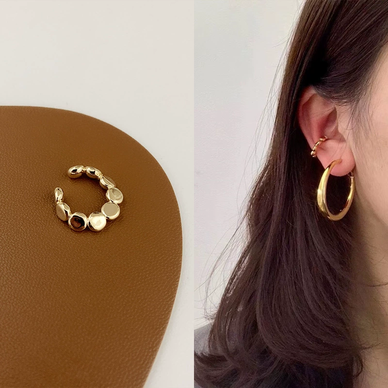 Универсальные ушные клипсы с цирконием, позолота 14K, бес piercing, легкий дизайн