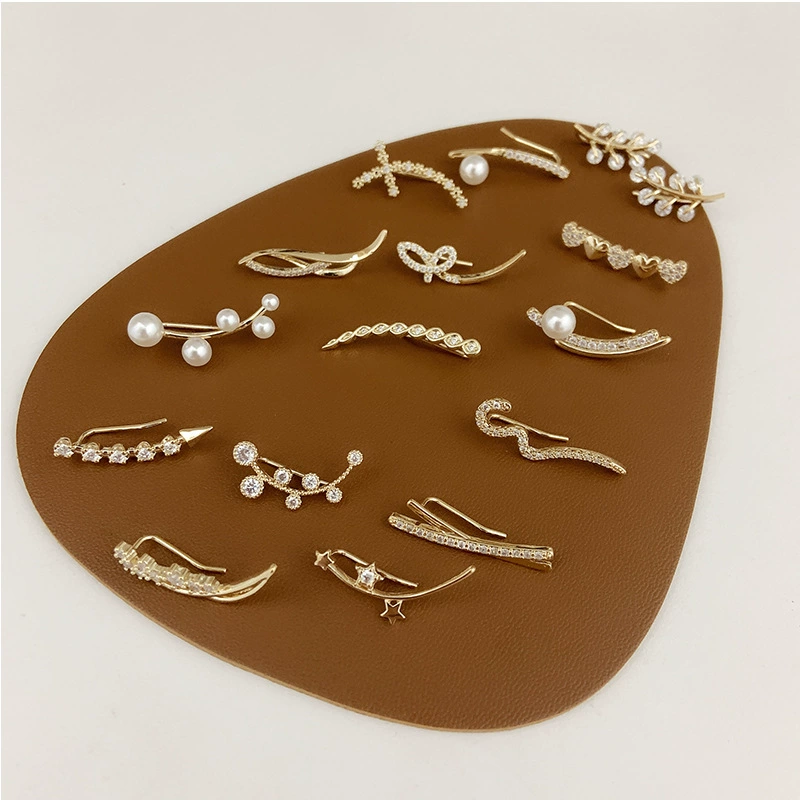Универсальные ушные клипсы с цирконием, позолота 14K, бес piercing, легкий дизайн