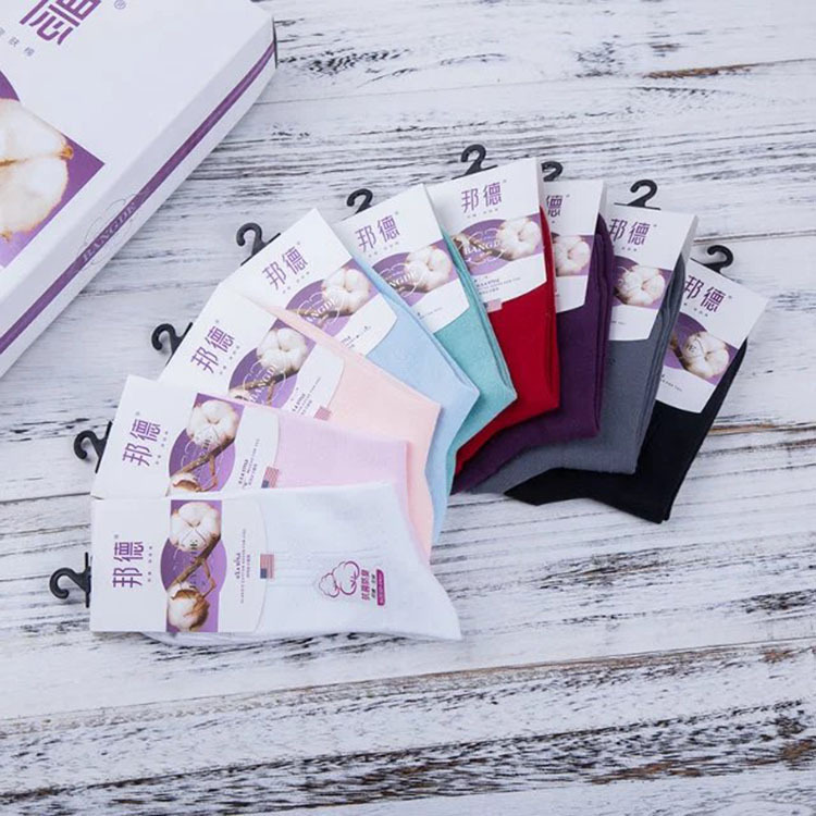Genuine Bond Women's Socks Autumn and Winter Women's Cotton Socks Solid Color Socks Casual Breathable Comfortable Thick Socks