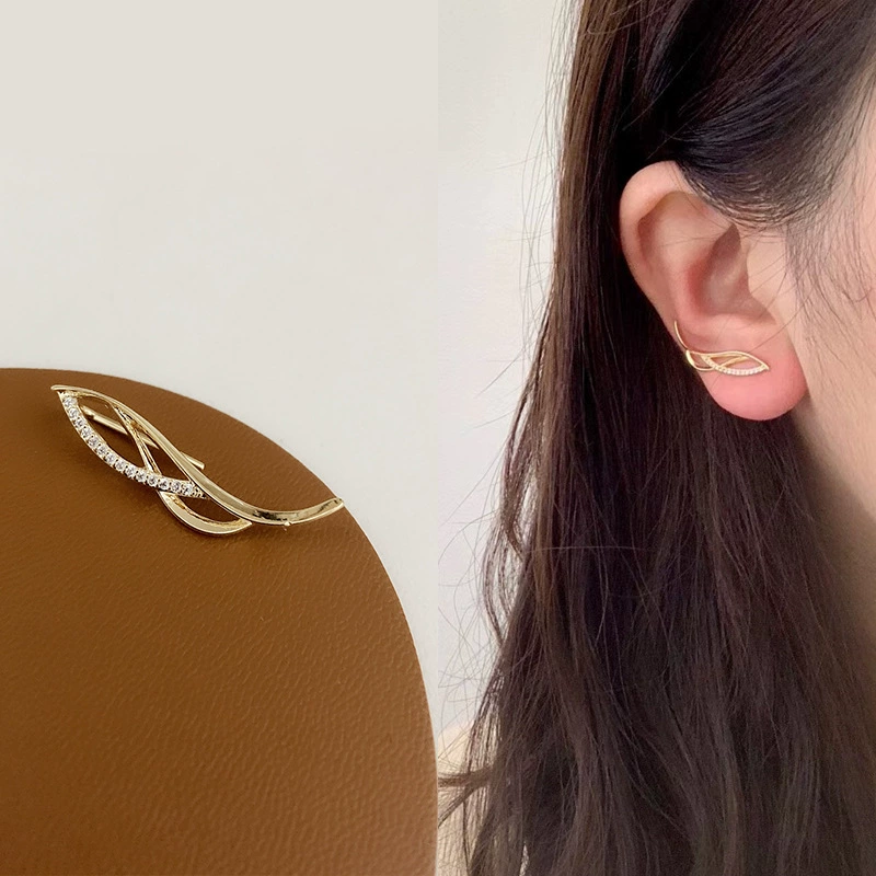 Универсальные ушные клипсы с цирконием, позолота 14K, бес piercing, легкий дизайн