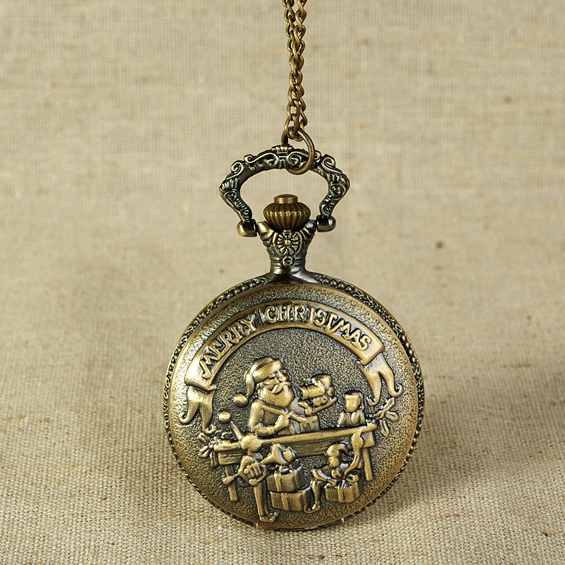 Christmas holiday large Santa Claus a generation of Taobao Christmas bronze retro pocket watch 8007