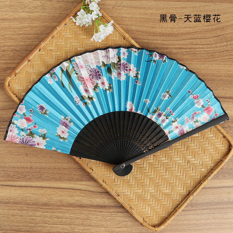 Venta directa de fábrica semi-hecho a mano semi-mecánico de estilo japonés ventilador de las mujeres ventilador plegable japonés al por mayor regalo de mano ventilador plegable de Bambú